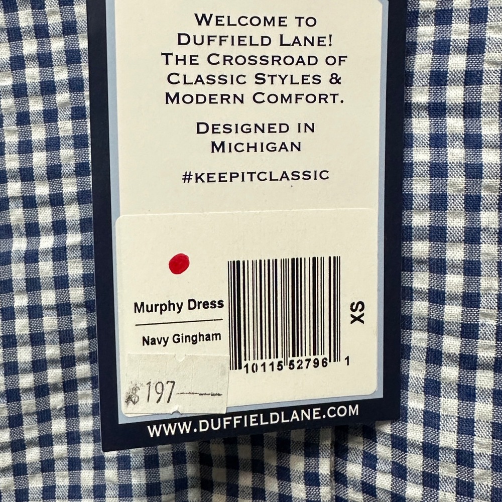 Duffield Lane NEW Murphy Dress Womens XS Gingham Tiered Cotton Seersucker Preppy - Picture 7 of 15